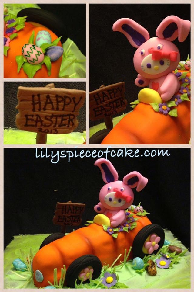 Bunny riding a carrot car cake by Lily Wu - LilysPieceofCake.com