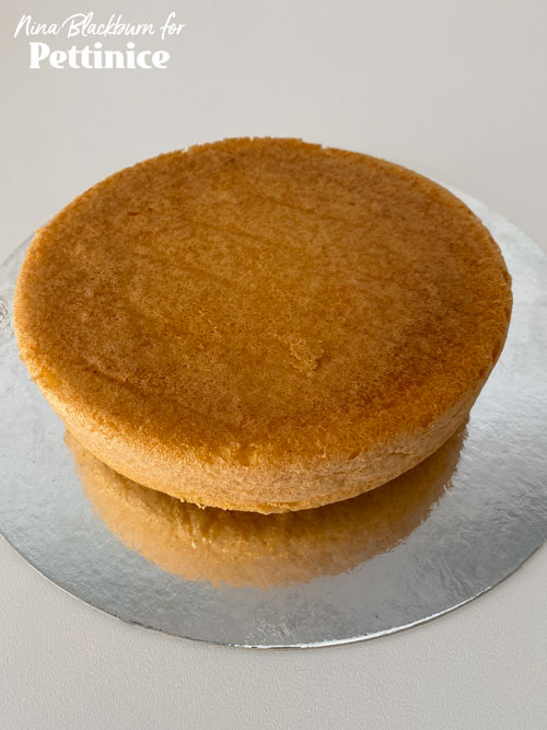 Start with your baked cake.  For demonstration purposes, I used a 7" round.  Scale up or down as needed.