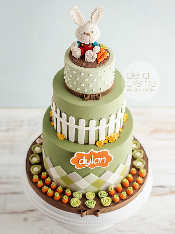 Bunny in vegetable garden cake by de la creme creative studio