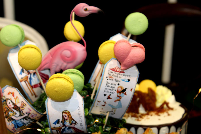 Cheerful displays of colourful macarons.