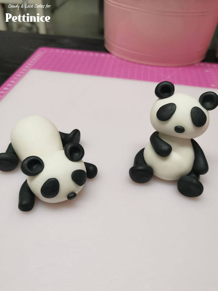 Attach to your panda faces with edible glue.
