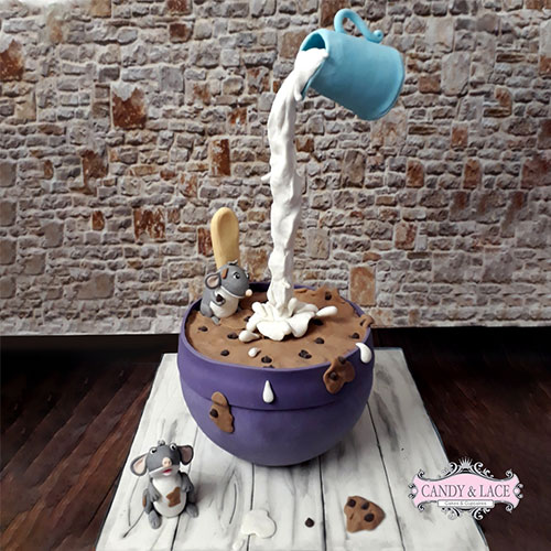 Gravity defying milk cereal cake