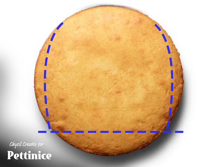 Fill your cakes, then stack them.  Here is a visual of how you will shape your cake before turning upright.