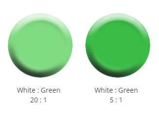 Either of these colour mix shades will work, i.e., 20 parts white to 1 part green.