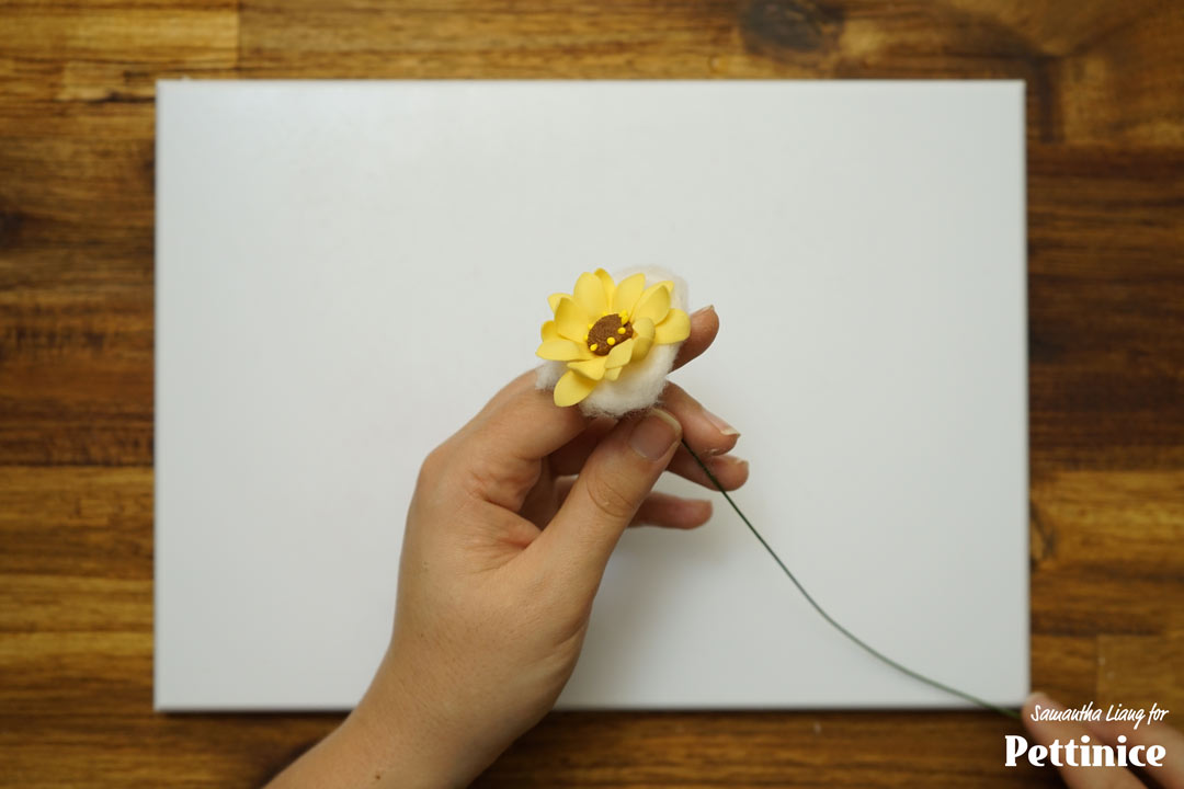 Place your flower on cotton to dry. This will help give natural movement. You can also dry it hanging upside down.